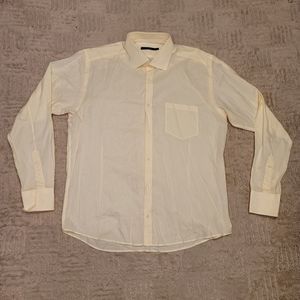 Reiss Shirt XL Yellow Long Sleeve Button Up Cotton Mens Made In Turkey
